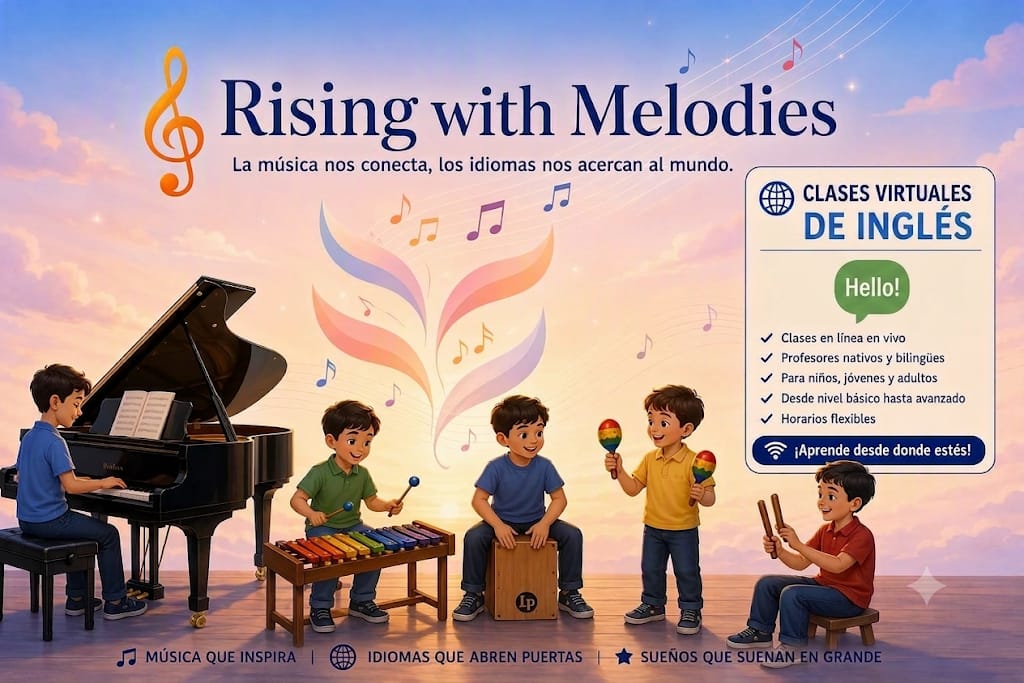 Rising with Melodies — Virtual ESL Classes flyer